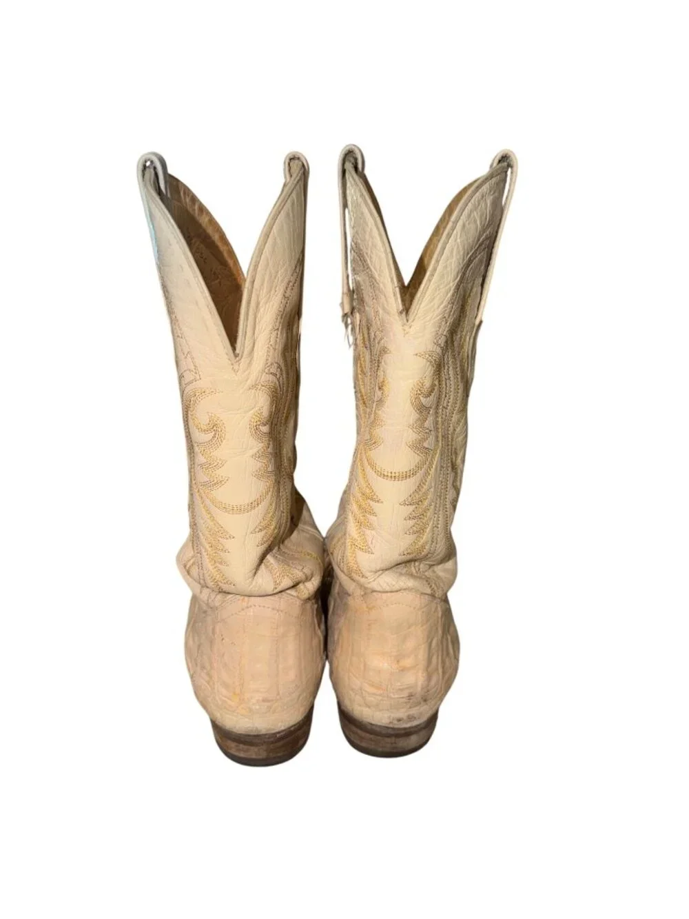 Corral Mens 10.5 EE Genuine Caiman Crocodile Leather Western Cowboy Boots Bone